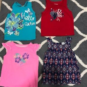3T girl tank tops- red,blue,white,green,yellow